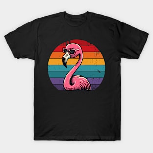 Cool Retro Flamingo in Sunglasses 70s 80s 90s Funny Flamingo T-Shirt